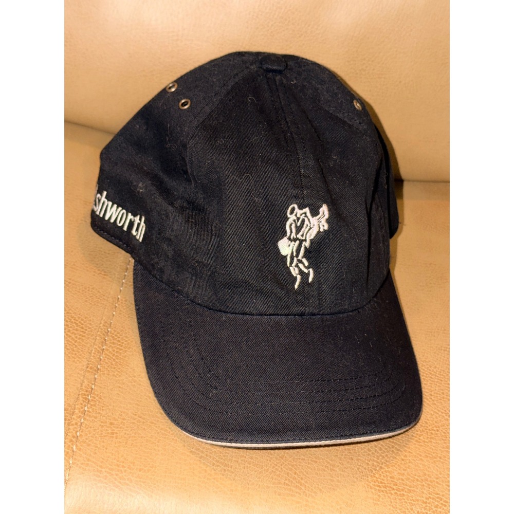 Ashworth Mens Golf Cap Black Cotton Adjustable Embroidered Logo Dad Hat OSFA